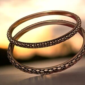 Burnished Rose Gold Technibond Bangle Set